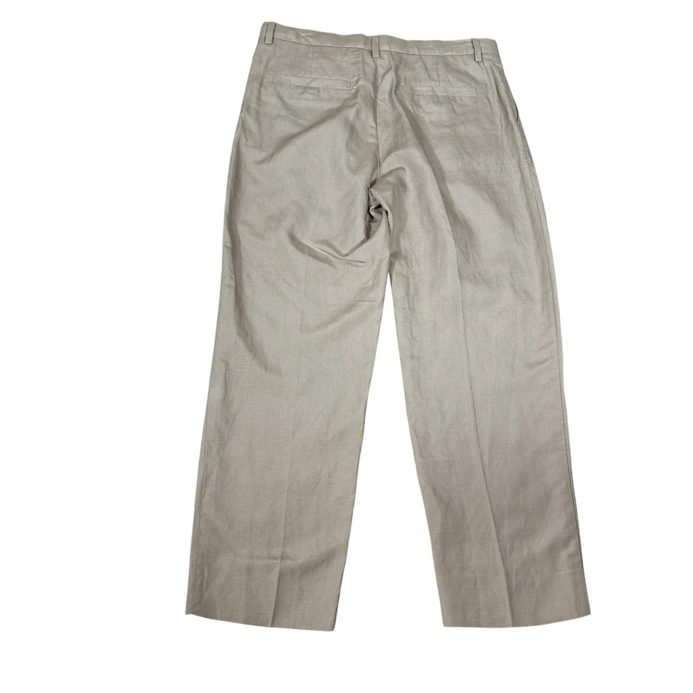Banana Republic Mens Khaki Linen Blend Double Pleated Straight Fit Pants Size 34